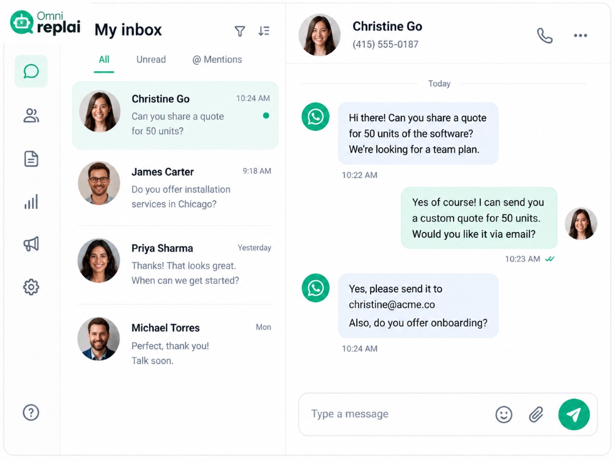 Unified inbox with every channel in one thread