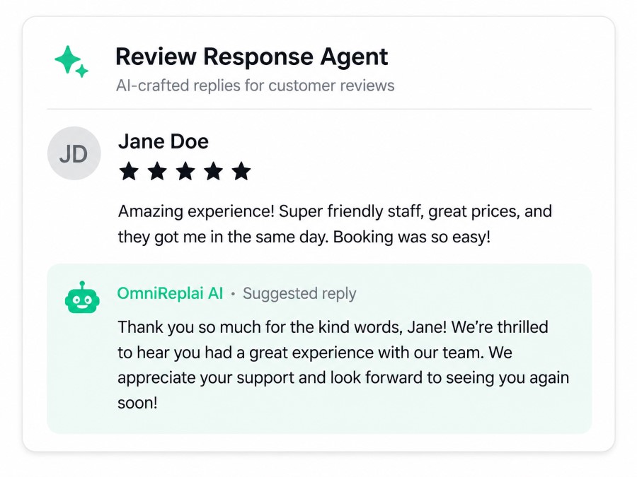AI agent drafting a reply to a customer review